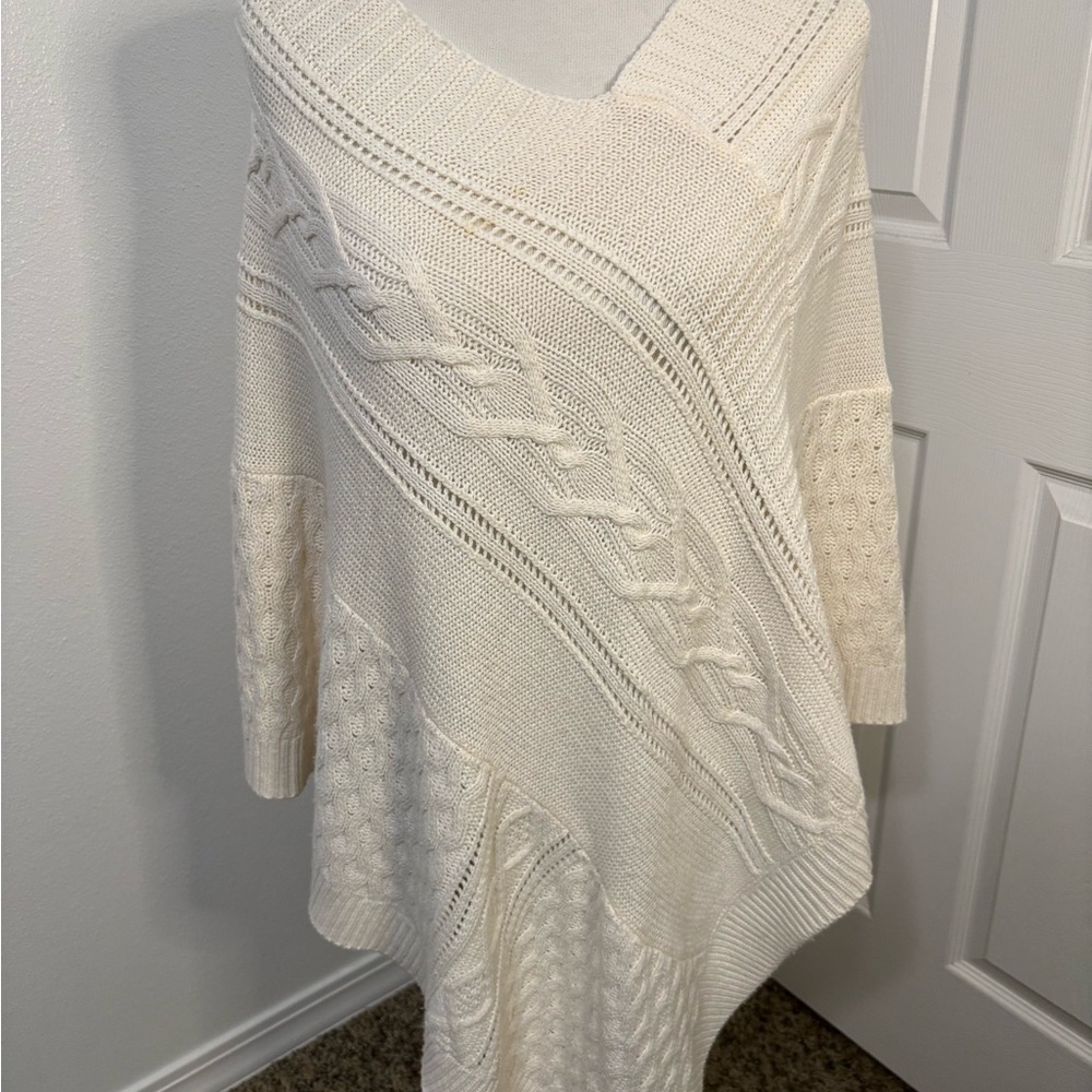 Carolyn Taylor Cream Knit Poncho Sweater